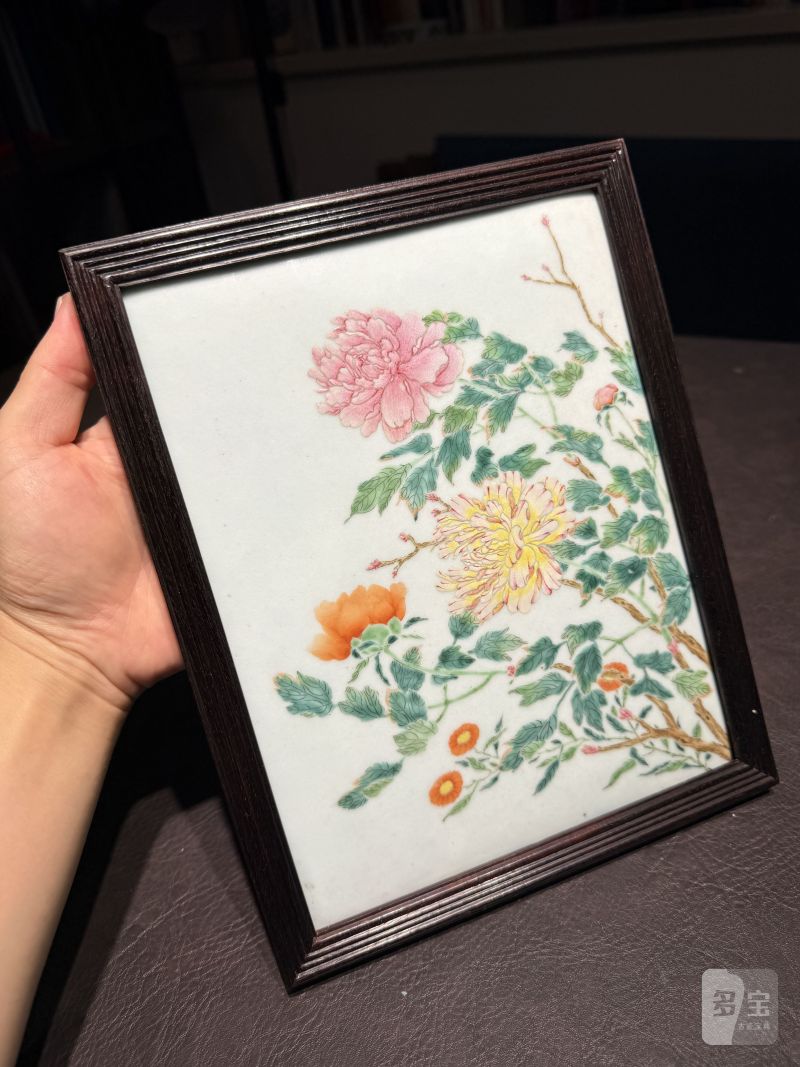 清乾隆 粉彩花卉纹砚屏 - 图6